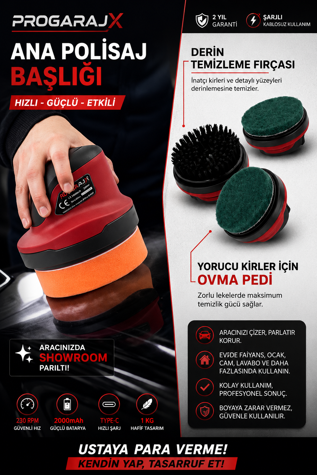 ProGarajx Şarjlı Mini Detailing Pro