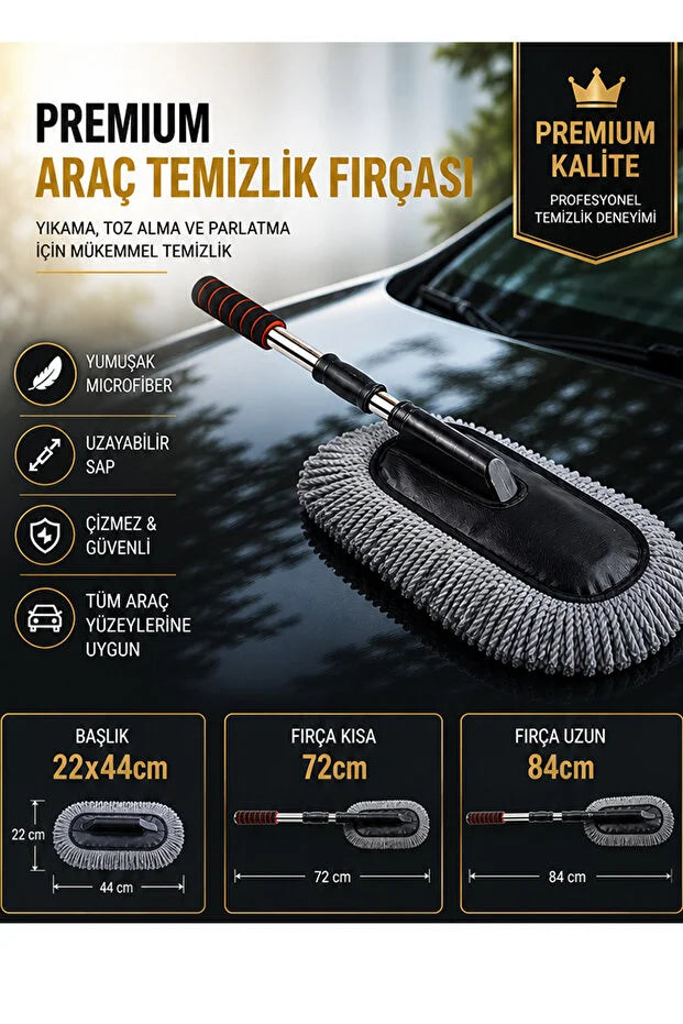 ProGaraj Teleskopik Premium Araba Yıkama ve Toz Alma Fırçası