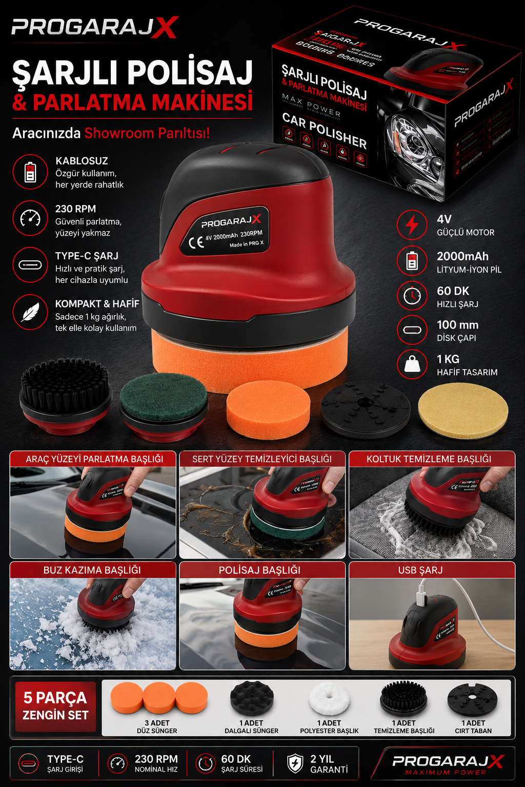 ProGarajx Şarjlı Mini Detailing Pro