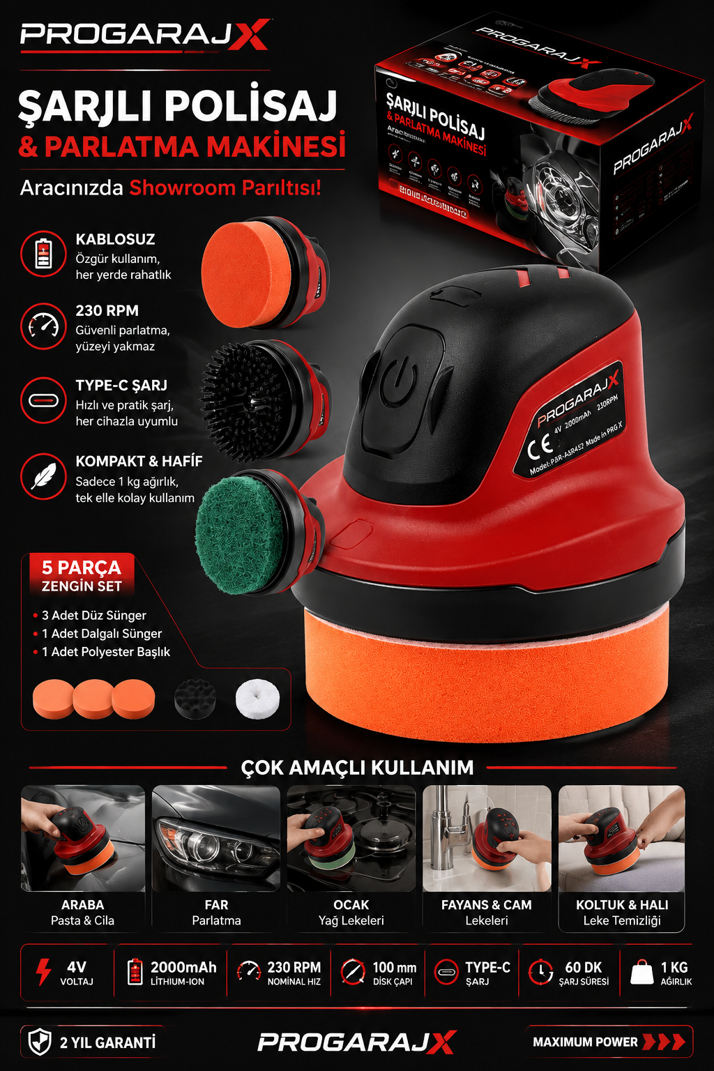ProGarajx Şarjlı Mini Detailing Pro